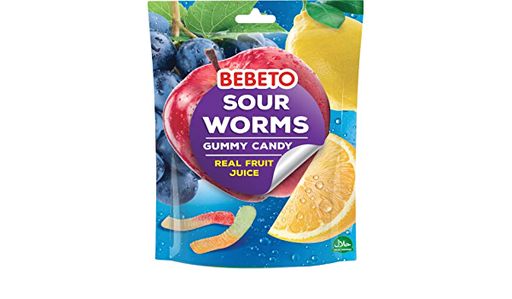 [010034] Резинэн чихэр BEBETO sour worms /хүнс/
